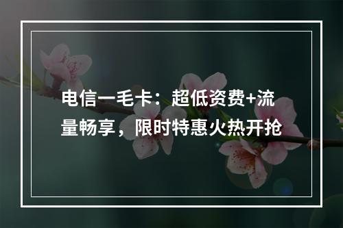 电信一毛卡：超低资费+流量畅享，限时特惠火热开抢