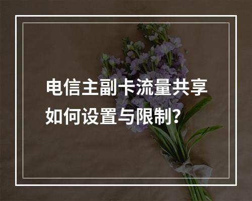 电信主副卡流量共享如何设置与限制？