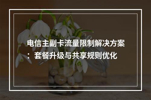 电信主副卡流量限制解决方案：套餐升级与共享规则优化