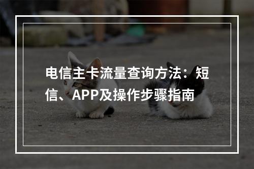 电信主卡流量查询方法：短信、APP及操作步骤指南