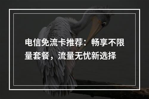 电信免流卡推荐：畅享不限量套餐，流量无忧新选择