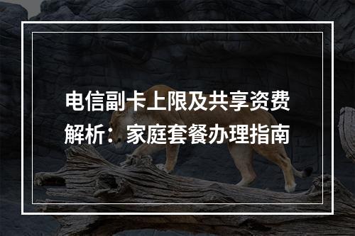 电信副卡上限及共享资费解析：家庭套餐办理指南