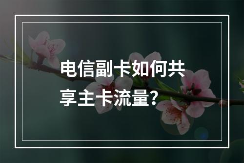 电信副卡如何共享主卡流量？
