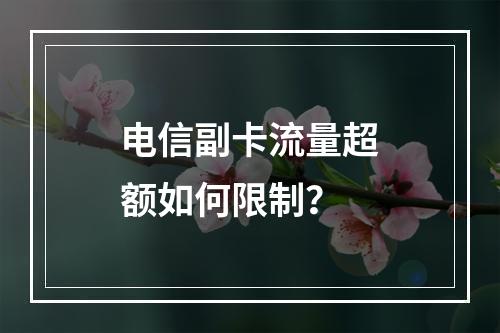 电信副卡流量超额如何限制？