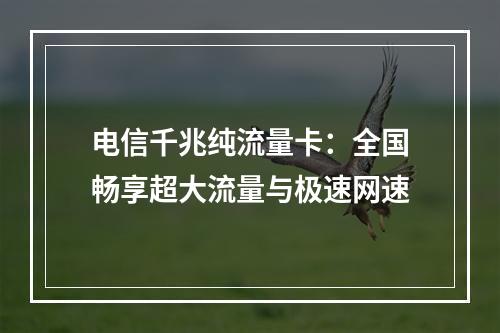 电信千兆纯流量卡：全国畅享超大流量与极速网速