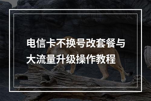 电信卡不换号改套餐与大流量升级操作教程
