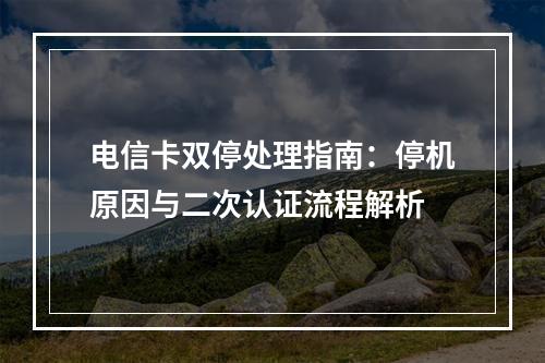 电信卡双停处理指南：停机原因与二次认证流程解析