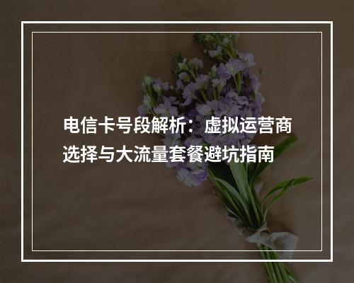 电信卡号段解析：虚拟运营商选择与大流量套餐避坑指南