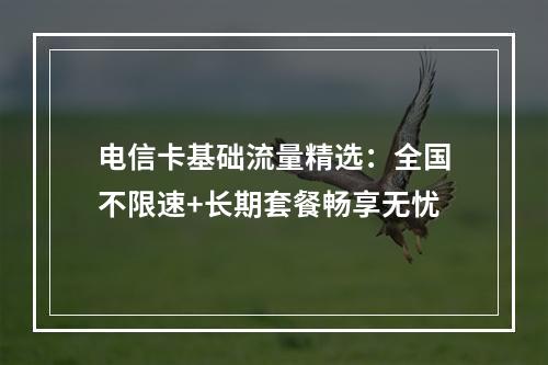 电信卡基础流量精选：全国不限速+长期套餐畅享无忧