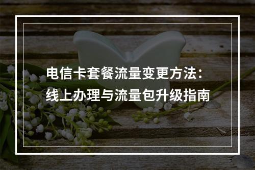 电信卡套餐流量变更方法：线上办理与流量包升级指南