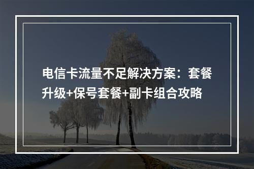 电信卡流量不足解决方案：套餐升级+保号套餐+副卡组合攻略