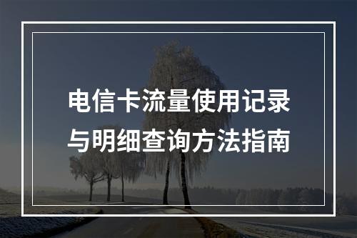 电信卡流量使用记录与明细查询方法指南