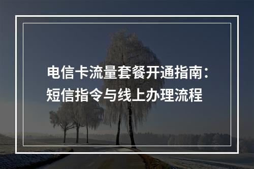 电信卡流量套餐开通指南：短信指令与线上办理流程