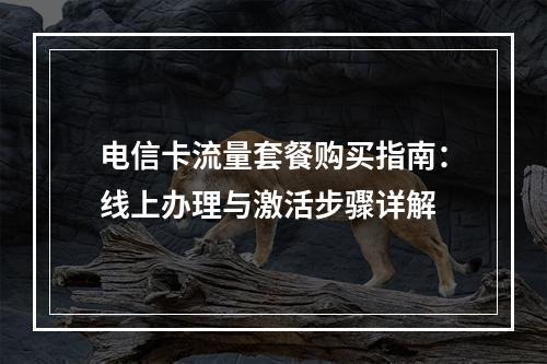 电信卡流量套餐购买指南：线上办理与激活步骤详解
