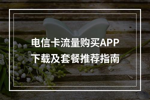 电信卡流量购买APP下载及套餐推荐指南