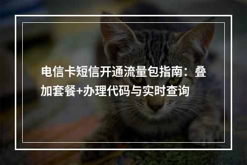 电信卡短信开通流量包指南：叠加套餐+办理代码与实时查询