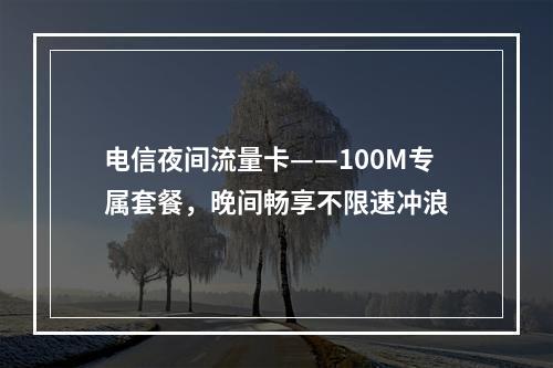 电信夜间流量卡——100M专属套餐，晚间畅享不限速冲浪