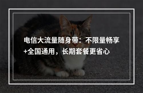 电信大流量随身带：不限量畅享+全国通用，长期套餐更省心
