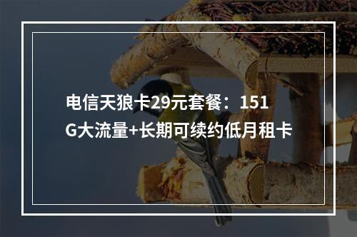 电信天狼卡29元套餐：151G大流量+长期可续约低月租卡