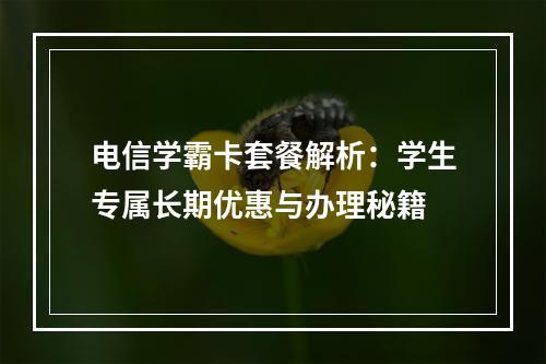 电信学霸卡套餐解析：学生专属长期优惠与办理秘籍