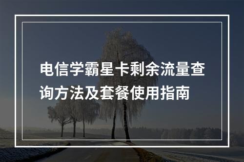 电信学霸星卡剩余流量查询方法及套餐使用指南