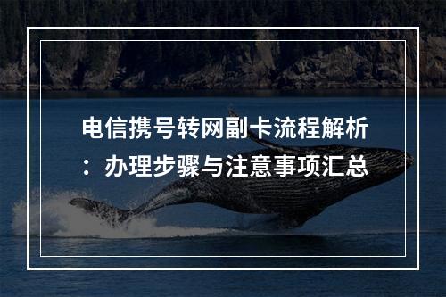 电信携号转网副卡流程解析：办理步骤与注意事项汇总