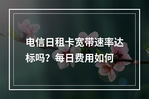 电信日租卡宽带速率达标吗？每日费用如何