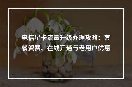 电信星卡流量升级办理攻略：套餐资费、在线开通与老用户优惠