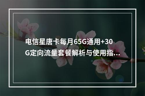 电信星唐卡每月65G通用+30G定向流量套餐解析与使用指南