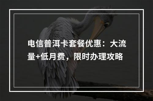 电信普洱卡套餐优惠：大流量+低月费，限时办理攻略