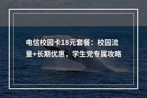 电信校园卡18元套餐：校园流量+长期优惠，学生党专属攻略