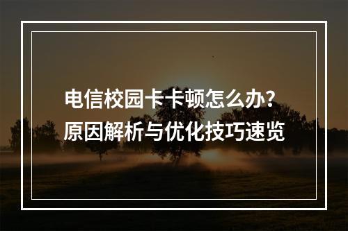 电信校园卡卡顿怎么办？原因解析与优化技巧速览