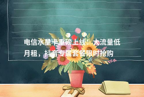 电信水星卡重磅上线：大流量低月租，抖音专属套餐限时抢购