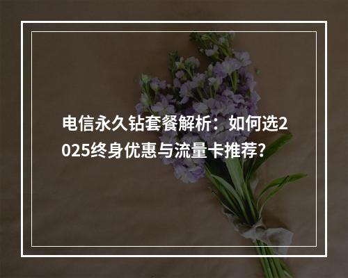 电信永久钻套餐解析：如何选2025终身优惠与流量卡推荐？