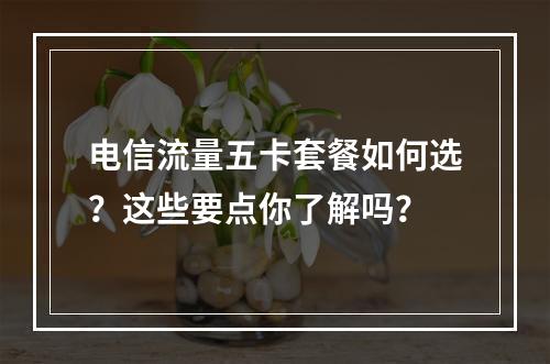电信流量五卡套餐如何选？这些要点你了解吗？