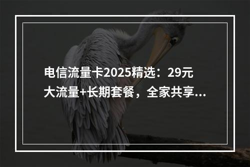 电信流量卡2025精选：29元大流量+长期套餐，全家共享不限量