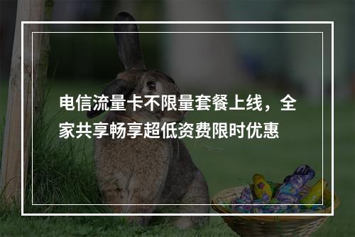 电信流量卡不限量套餐上线，全家共享畅享超低资费限时优惠