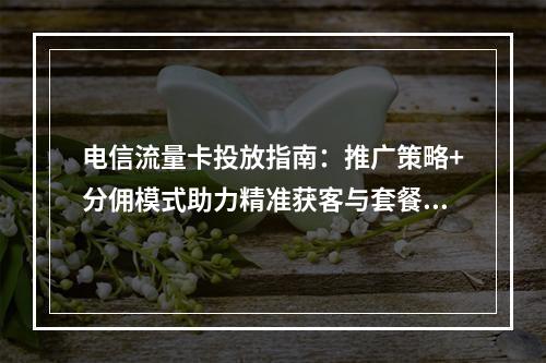 电信流量卡投放指南：推广策略+分佣模式助力精准获客与套餐优化