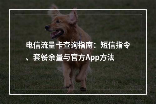 电信流量卡查询指南：短信指令、套餐余量与官方App方法