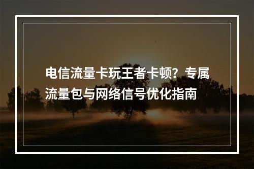 电信流量卡玩王者卡顿？专属流量包与网络信号优化指南