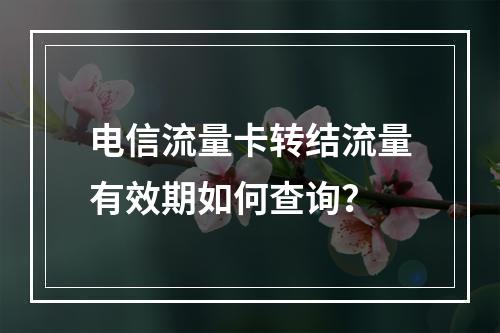 电信流量卡转结流量有效期如何查询？