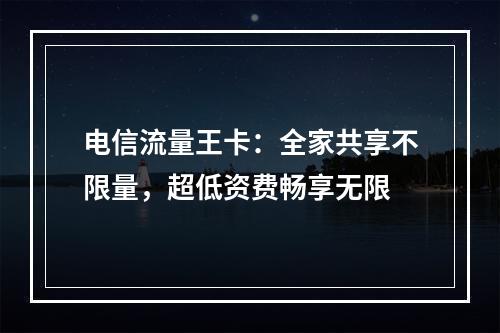 电信流量王卡：全家共享不限量，超低资费畅享无限