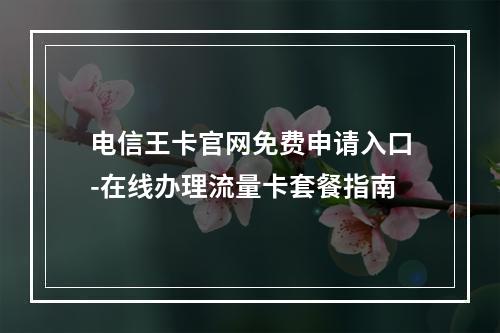 电信王卡官网免费申请入口-在线办理流量卡套餐指南