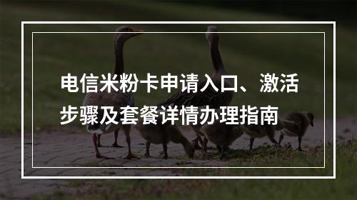 电信米粉卡申请入口、激活步骤及套餐详情办理指南