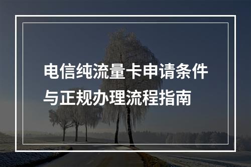 电信纯流量卡申请条件与正规办理流程指南