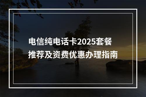 电信纯电话卡2025套餐推荐及资费优惠办理指南