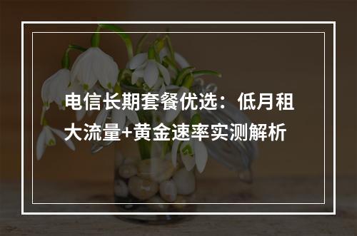 电信长期套餐优选：低月租大流量+黄金速率实测解析