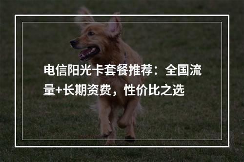 电信阳光卡套餐推荐：全国流量+长期资费，性价比之选