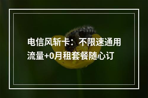 电信风斩卡：不限速通用流量+0月租套餐随心订