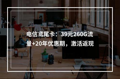 电信鸢尾卡：39元260G流量+20年优惠期，激活返现